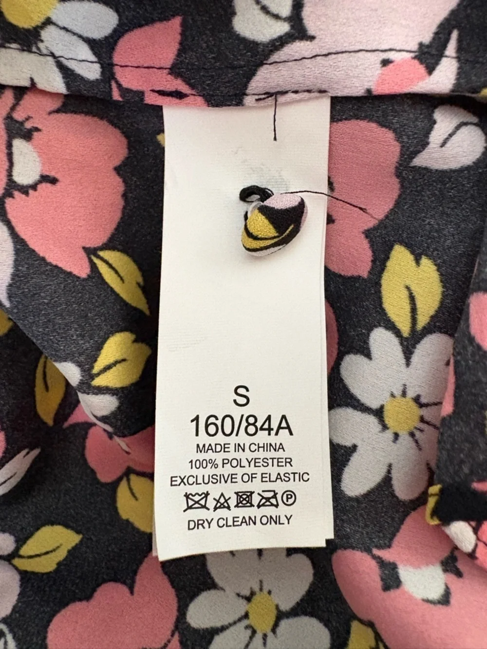 kate spade Black Floral Smocked Neck Dress with Pink & White Flowers